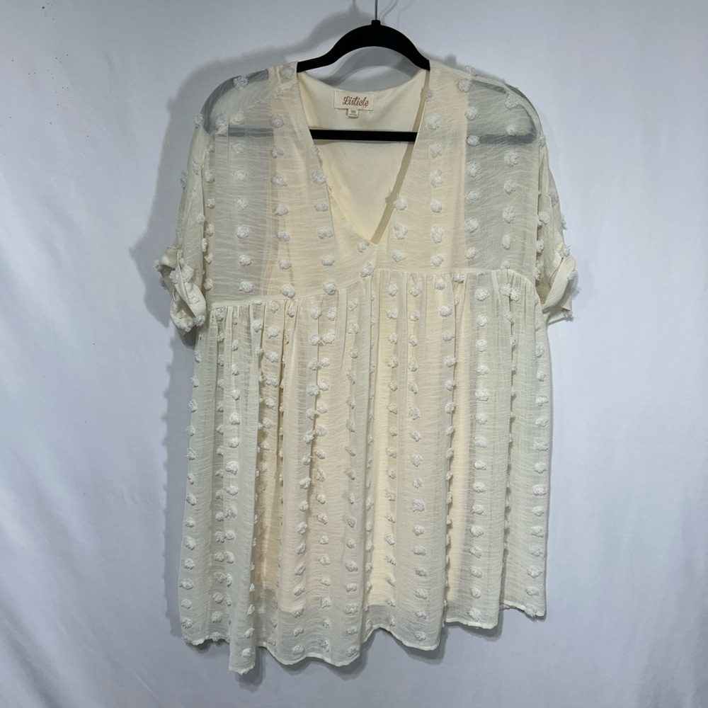 Listicle Cream Textured Blouse